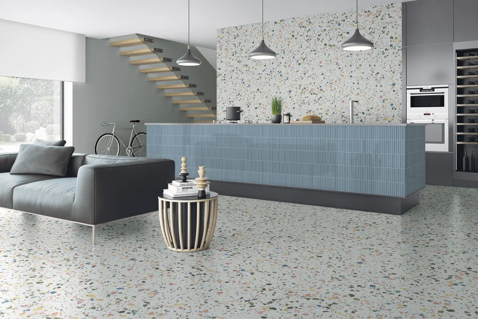 AMBIENTE_AZZO WHITE 60X120_KROMO TEAL 35X35