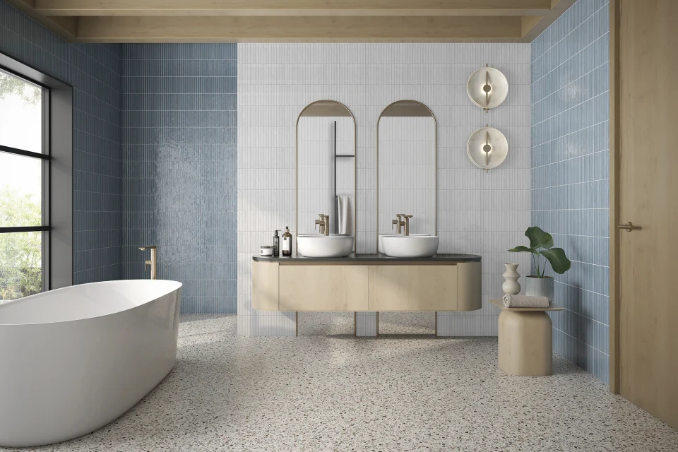 AMBIENTE_PENCIL KROMO TEAL 35X35 - PENCIL KROMO BONE 35X35