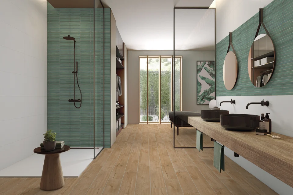 AMBIENTE_SATEN BLANCO_RAKU EMERALD 35X90