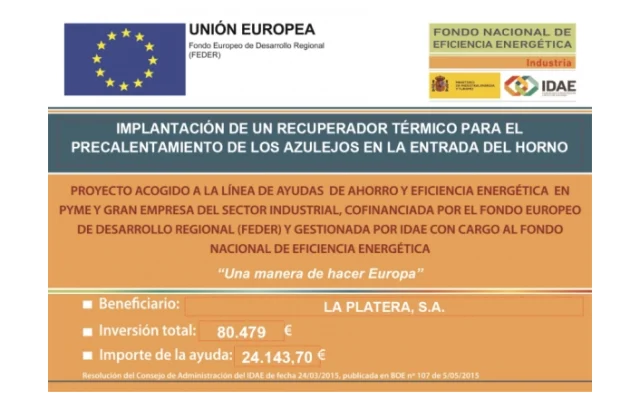 Implantación de un recuperador térmico para el precalentamiento de los azulejos en la entrada del horno